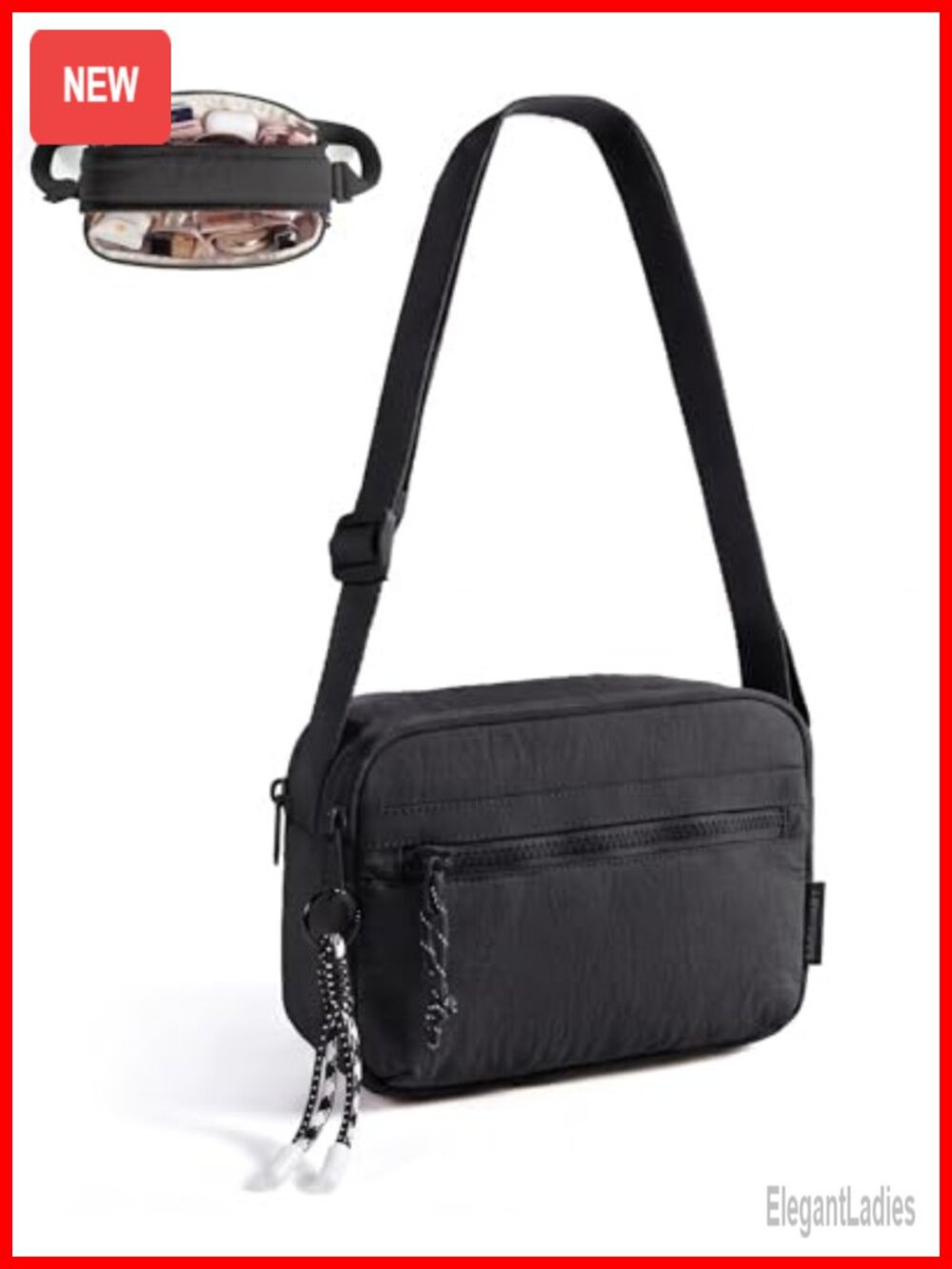 Water-Resistant Nylon Crossbody Bag Small Travel Purse Shoulder Handbag